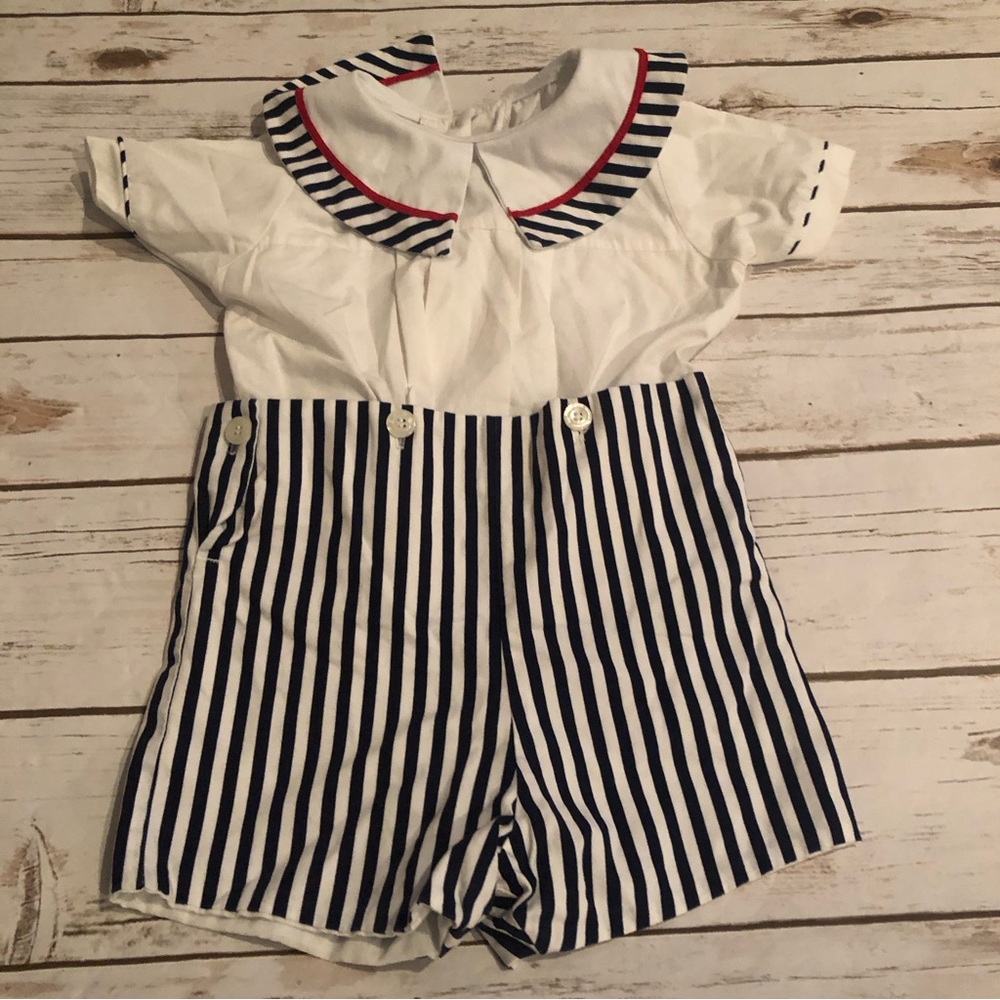 Mondays child navy striped romper